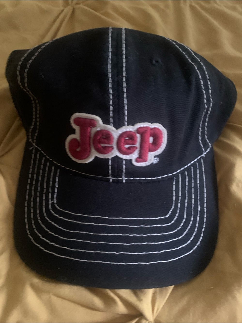 Jeep Black Cap with Red Logo and White Stitching
